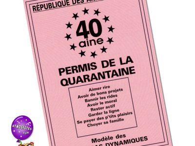 Célébrez 40 ans avec humour grâce au permis de la quarantaine !