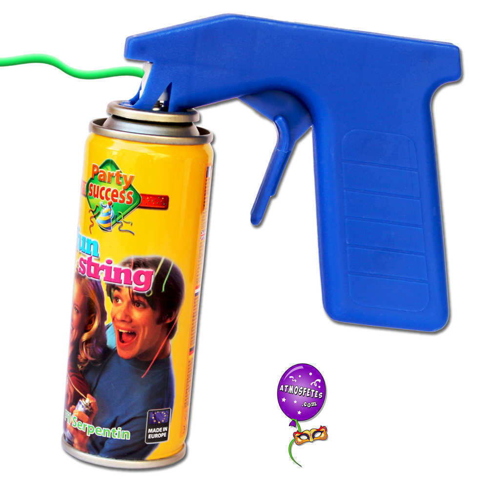 Pistolet + bombe spray fil fou serpentin couleur - Atmosfêtes