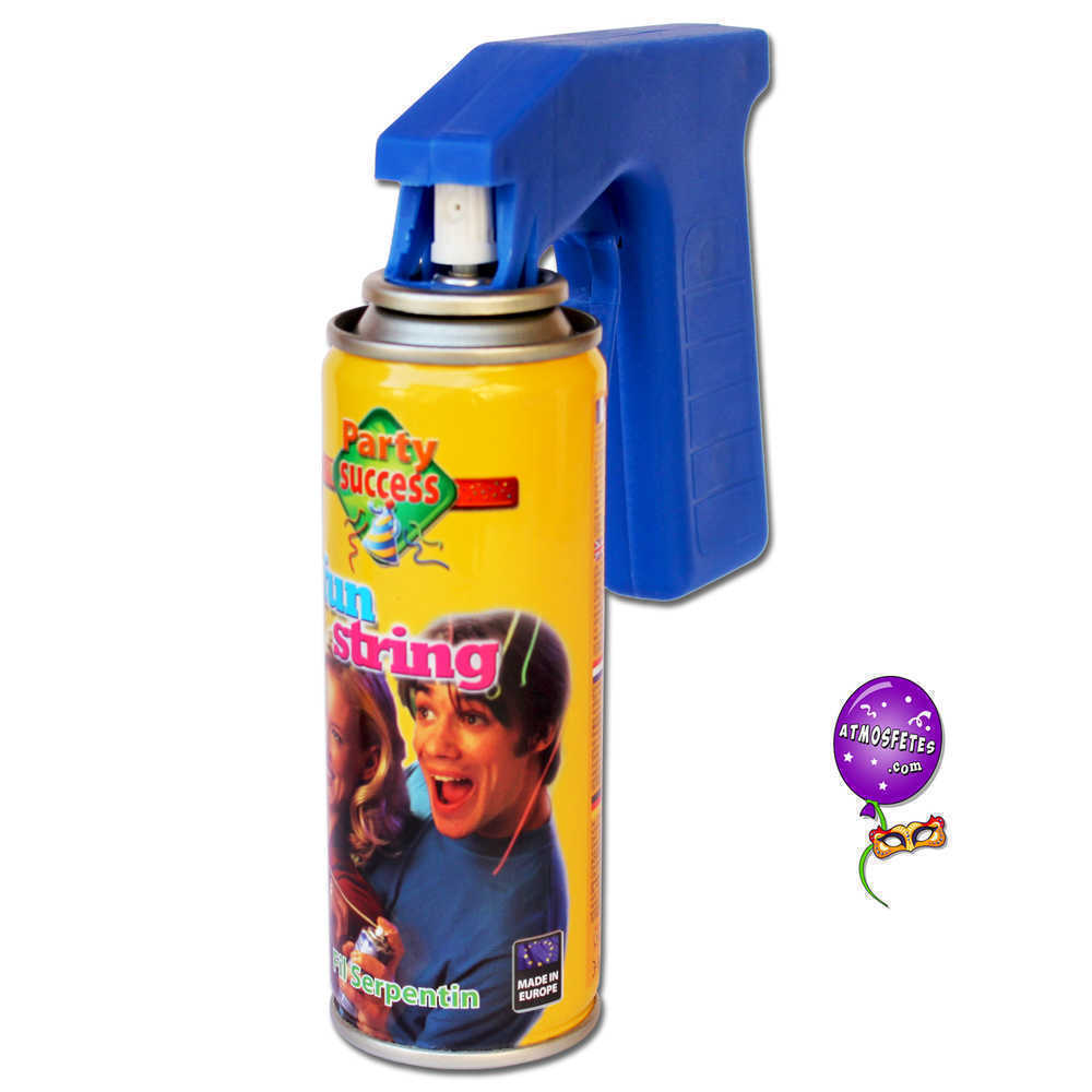 Pistolet + bombe spray fil fou serpentin couleur - Atmosfêtes